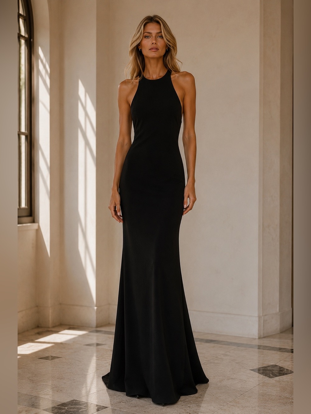 JAYGODFREY Black Draped Open Back Designer Evening Gown Size 2